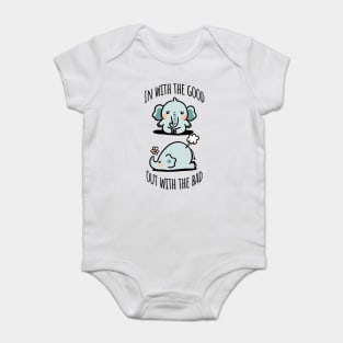 Cute Elephant Breathing Yoga In and Out Meditation design Baby Bodysuit